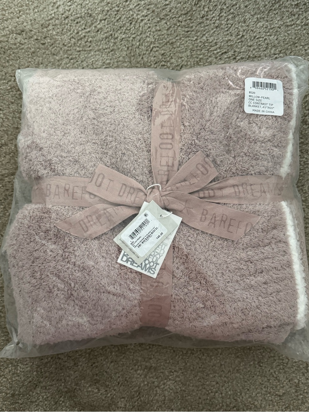 Barefoot Dreams CozyChic® Contrast Tip Blanket willow pearl